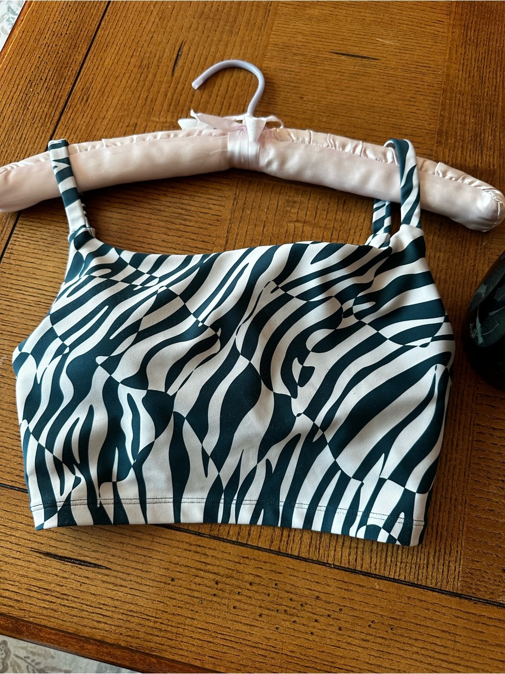 Sage Black and White Zebra Print Crop Top